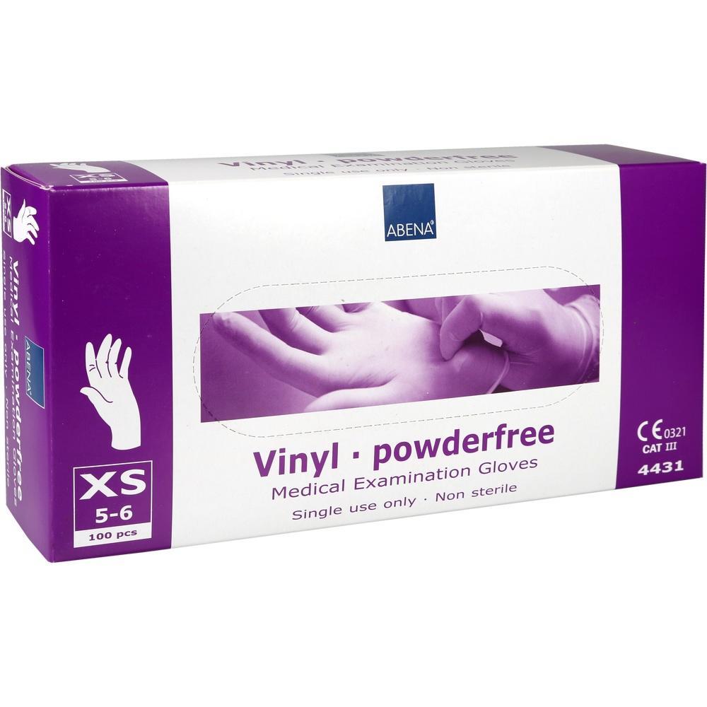 Eine Verpackung Vinylhandschuhe, puderfrei, zur einmaligen Verwendung.